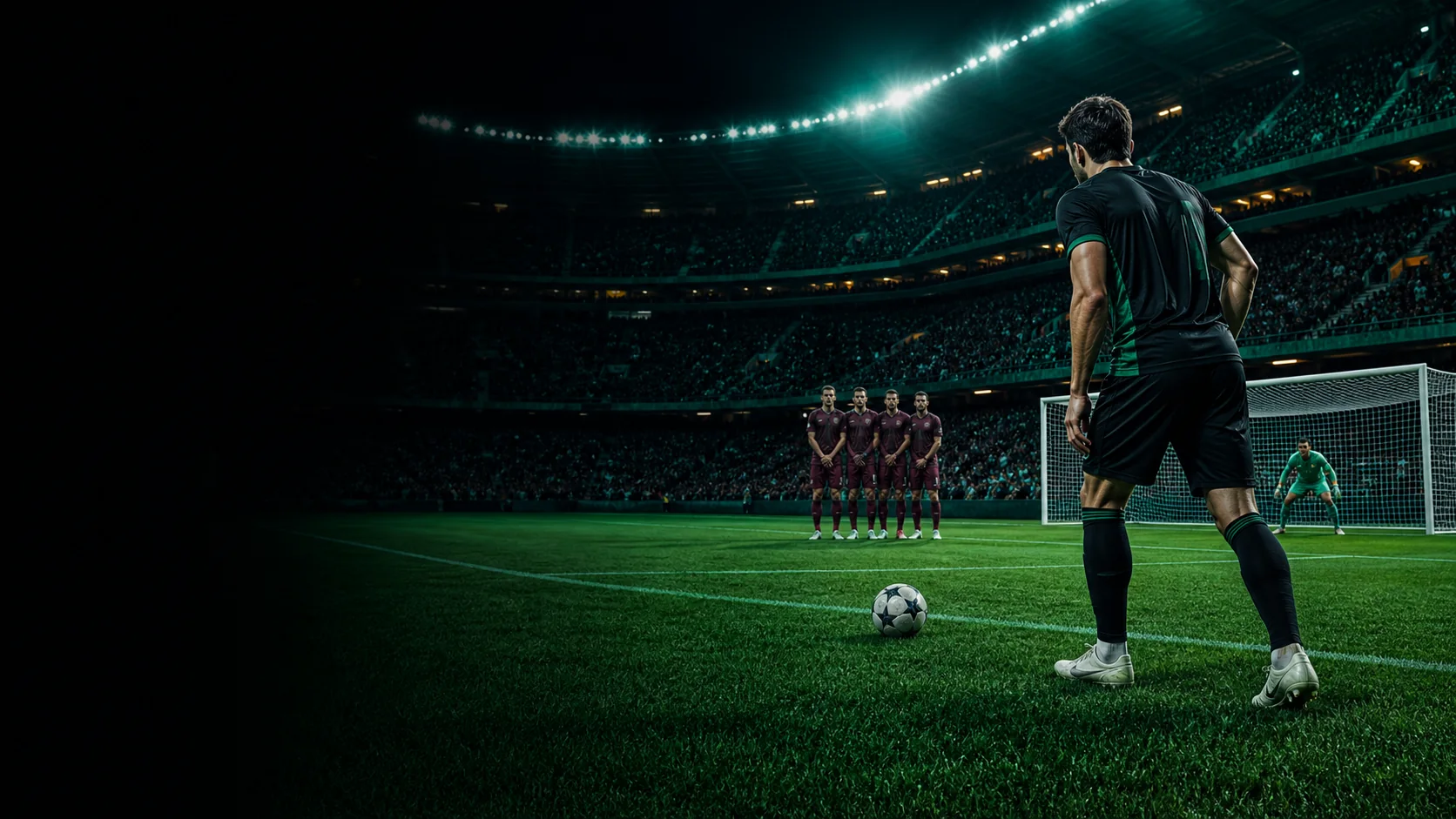 Lanzamiento de falta durante un partido de fútbol